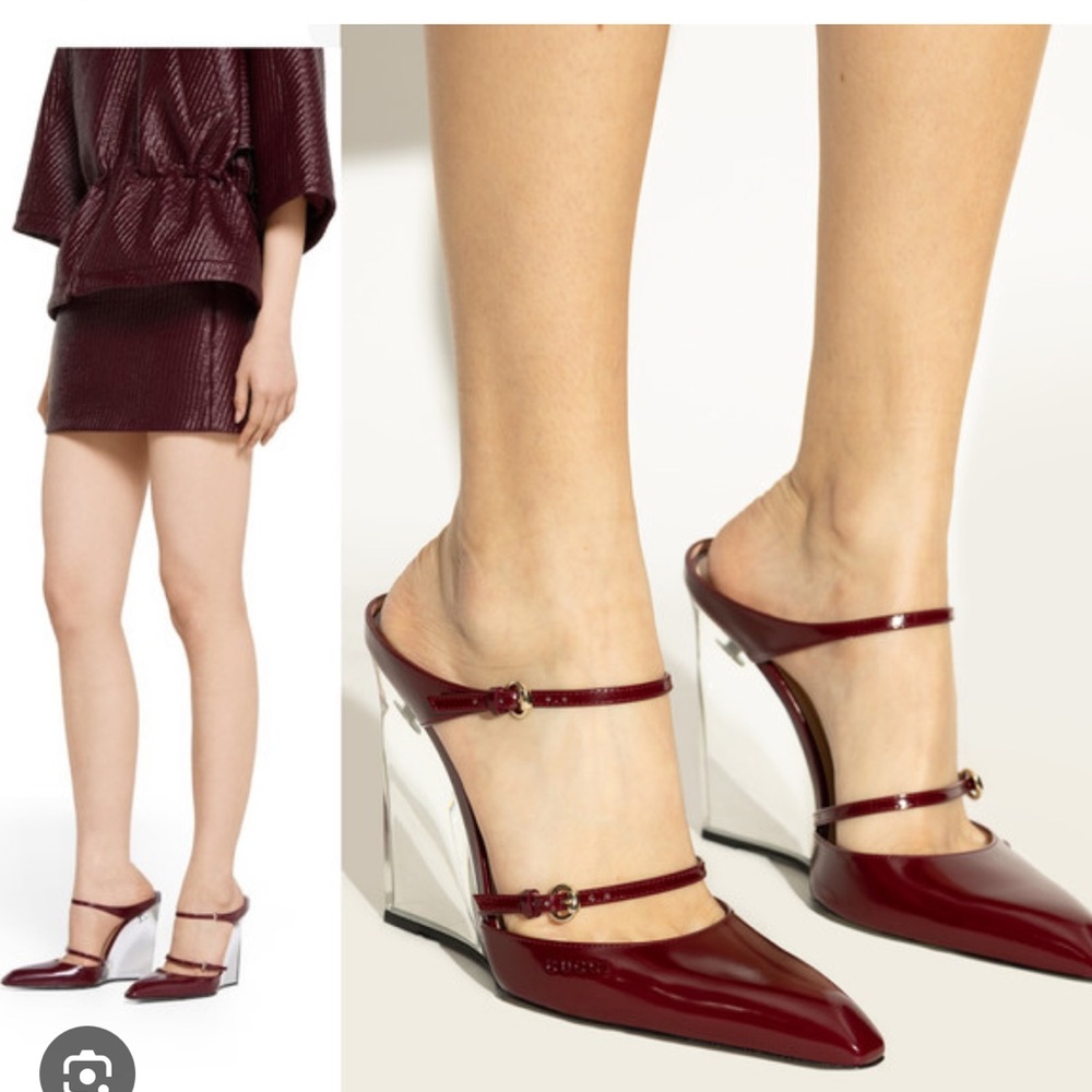 BNIB Gucci Burgundy Lucite Wedge - Picture 3 of 9